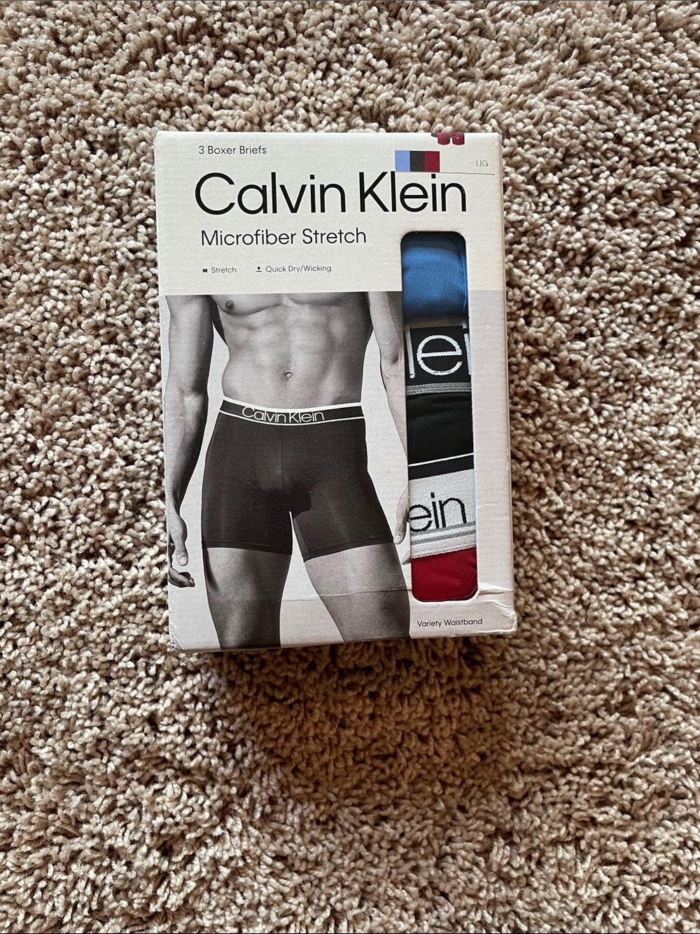 NWT Calvin Klein Microfiber Stretch Boxer Briefs - Blue, Black, Red size large